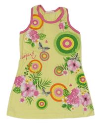 Žluto-růžové šaty s květy a motýlky Repanda 