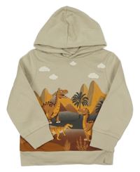 Béžová mikina s dinosaury a kapucí C&A