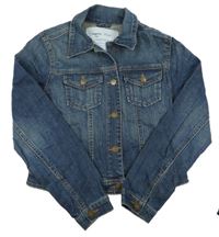 Tmavomodrá riflová crop bunda GAP