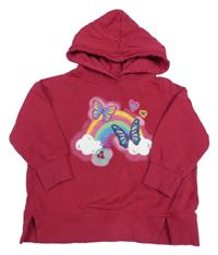 Tmavorůžová oversize mikina s motýly a kapucí M&Co.