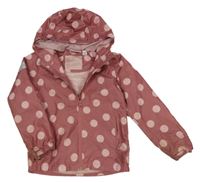 Starorůžová šusťáková puntíkatá podzimní bunda s kapucí Lily & Dan