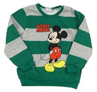 Tmavozeleno-šedá pruhovaná mikina s Mickey zn. PRIMARK