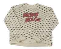 Světlebéžovo-černá károvaná mikina s Mcikey a nápisy zn. H&M