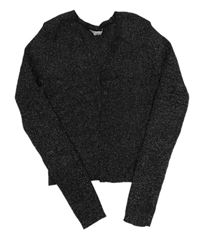 Černo-stříbrný melírovaný žebrovaný propínací crop svetr PRIMARK