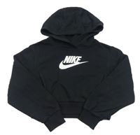 Černá crop mikina s logem a kapucí Nike