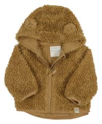Hnědá huňatá podšitá bunda s kapucí s oušky M&S