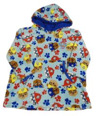 Světlemodrá plyšová oversize mikina s PAW PATROL a kapsou a kapucí nickelodeon