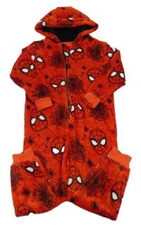Červená plyšová kombinéza se Spider-many a kapucí zn. Next