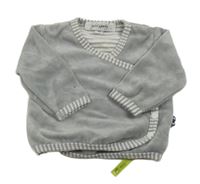 Šedá sametová zavinovací propínací mikina s pruhy mini woody