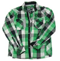 Zeleno-černo-bílá kostkovaná košile s písmenky C&A