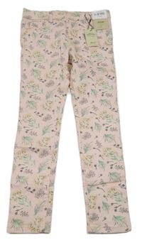 Nové - světlerůžové riflové džegíny s kytičkami Denim Co.