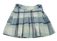 Modro-bílo-tmavomodrá kostkovaná skládaná vlněná sukně Matalan