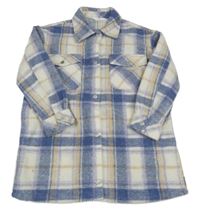 Bílo-modro-fialovo-okrová kostkovaná košilová bunda M&S