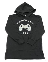 Tmavošedá mikina s ovladačem a kapsou a kapucí H&M