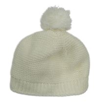 Smetanová pletená čepice s bambulí