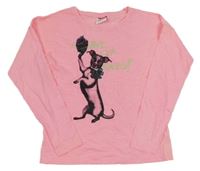 Neonově růžové melírované triko s pejskem YIGGA