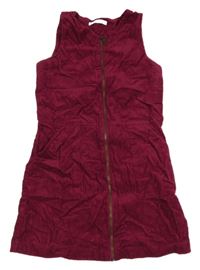 Vínové manšestrové propínací šaty M&S