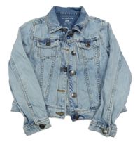 Světlemodrá šisovaná riflová crop bunda s límečkem F&F