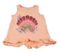 Světleoranžový melírovaný top s mušlí z flitrů a volánkem Tommy Bahama