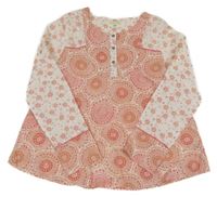 Světlepudrovo-bílá tunika s mandalou Vertbaudet