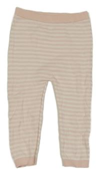 Světlerůžovo-bílé pruhované pletené kalhoty Tu