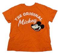 Tmavooranžové tričko s Mickey a nápisy Next