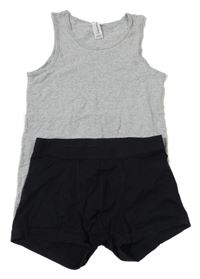 2Set - Šedý melírovaný nátělník Chapter young + černé trenky H&M