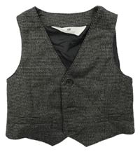 Černo-šedá kostkovaná melírovaná slavnostní vesta H&M