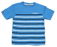 Modro-tmavomodro-bílé pruhované tričko s logem Carbrini