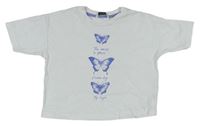 Bílé crop tričko s motýlky George