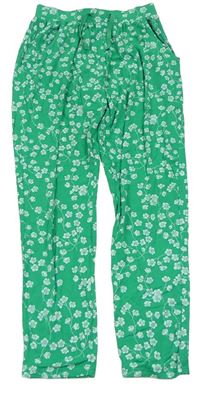 Zelené květované letní kalhoty Next