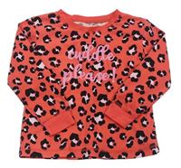 Růžové triko s nápisy a leopardím vzorem Lily & Dan