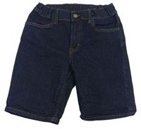 Tmavomodré riflové slim fit kraťasy H&M