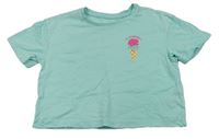 Tyrkysové crop tričko se zmrzlinou Primark