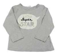 Šedé melírované triko s nápisem H&M