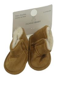 Nové - Hnědé semišové zateplené válenky Dunnes vel. 17