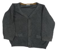 Antracitový žebrovaný propínací svetr H&M