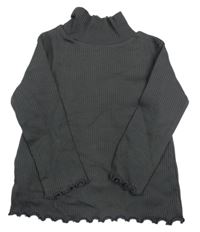 Antracitové žebrované triko se stojáčkem Zara