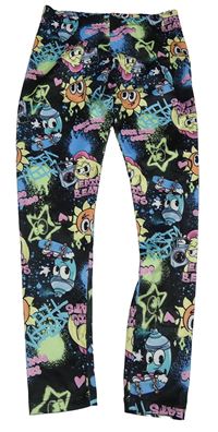 Černo-barevné skvrnité sportovní legíny s obrázky Next