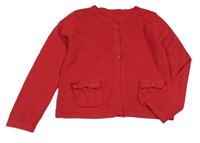 Červený propínací svetr s kapsami s mašlemi George