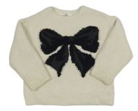 Smetanový třpytivý svetr s mašlí M&S