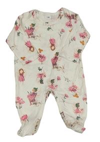 Bílý květovaný overal s vílami
