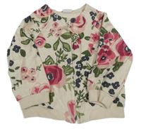 Béžová květovaná propínací mikina H&M