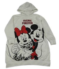 Smetanové teplákové šaty s Minnie s Mickeym a kapucí