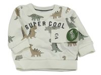 Nové - Smetanová mikina s dinosaury a nápisem C&A