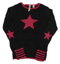 Černý lehký svetr s hvězdami Okaidi