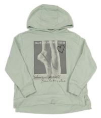 Světlezelená mikina s baletními piškoty a kapucí Jeff&Co