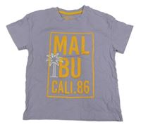 Levandulové tričko s nápisem a palmou Matalan