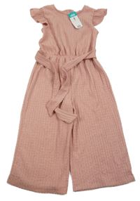 Nové - Starorůžový žebrovaný culottes overal s páskem Matalan
