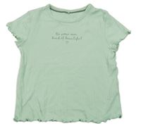 Zelenkavé žebrované tričko s nápisem George